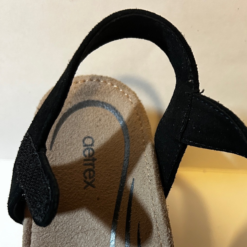 Aetrex Womens Sydney Wedge Sandal Black Size 9,5 US / 40 EU Espadrilles Boho New - Picture 7 of 16